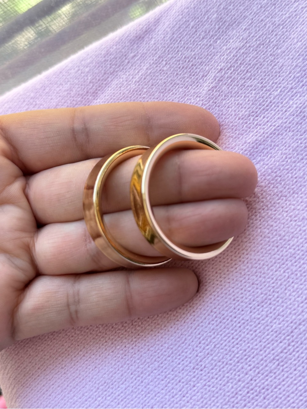 Polished Gold Tone Hoop Earrings — Sleek Everyday Hoops - Picture 3 of 5